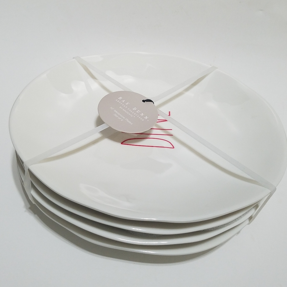 Rae Dunn 10" Melamine DINE Plates NEW Set of 4